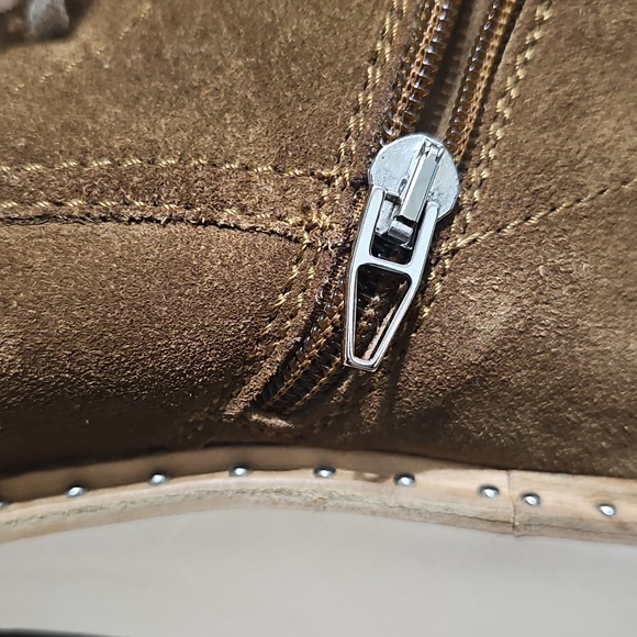 Dolce Vita Brown Suede Zippered Lace-Up Fur Trim Boots Size 10 - Picture 5 of 10